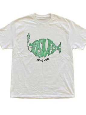White T-Shirt with Green Fish Graphic